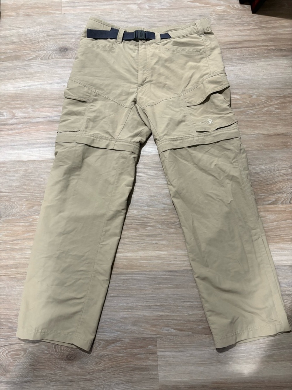 The North Face Tan Men's Outdoor Pants with Integrated Black Belt